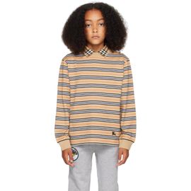 Burberry Burberry Kids Beige Long-Sleeve Icon Stripe Cotton T-shirt