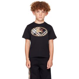 Burberry Burberry Kids Black Check Knight Stamp Cotton T-shirt