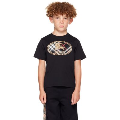 Burberry Burberry Kids Black Check Knight Stamp Cotton T-shirt