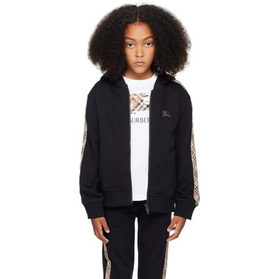 Burberry Burberry Kids Black Check Tape Hoodie