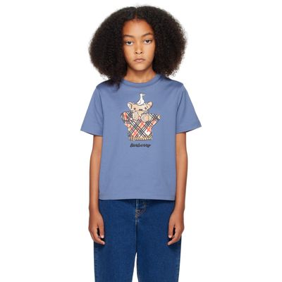 Burberry Burberry Kids Blue Cosy Bear Cotton T-shirt