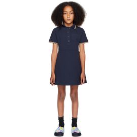 Burberry Burberry Kids Navy Check Trim Cotton Polo Shirt Dress