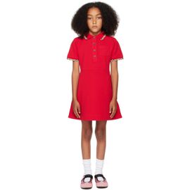Burberry Burberry Kids Red Check Trim Cotton Polo Shirt Dress