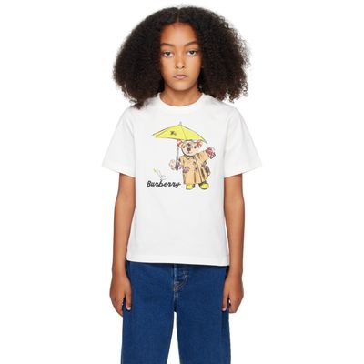 Burberry Burberry Kids White Rain Bear Cotton T-shirt