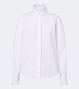 Burberry Burberry Logo ruffled cotton poplin shirt