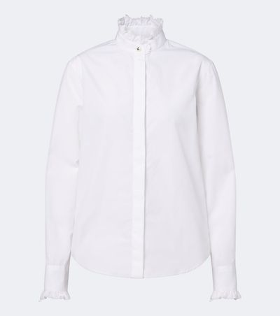 Burberry Burberry Logo ruffled cotton poplin shirt