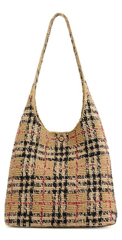 Burberry Burberry Margate Large Raffia Hobo Bag Sand One