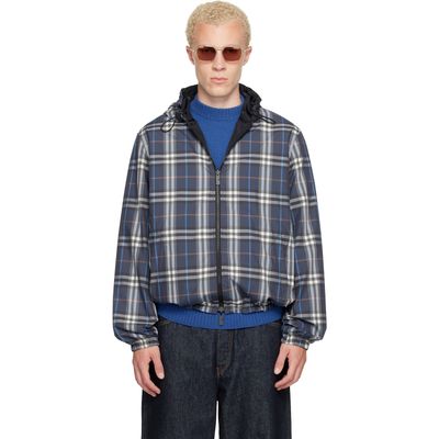 Burberry Burberry Navy Check Newport Hooded Reversible Jacket