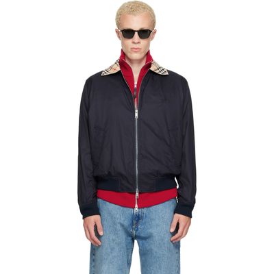 Burberry Burberry Navy Gabardine Glenfields Harrington Jacket