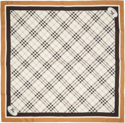 Burberry Burberry Off-White Check Knight Stamp Silk Scarf