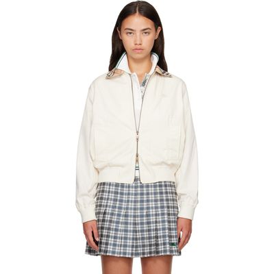 Burberry Burberry Off-White Cropped Tropical Gabardine Hayfield Harrington Jacket