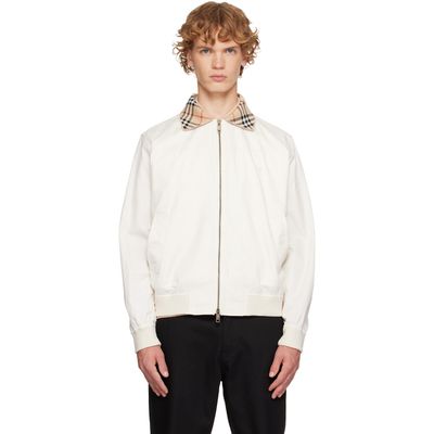 Burberry Burberry Off-White Gabardine Glenfields Harrington Jacket