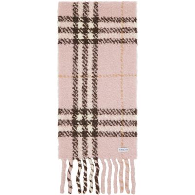 Burberry Burberry Pink Check Alpaca Wool Blend Bouclé Scarf
