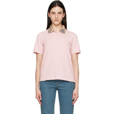 Burberry Burberry Pink Check Collar Polo