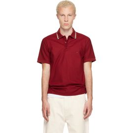 Burberry Burberry Red Check Trim Cotton Polo