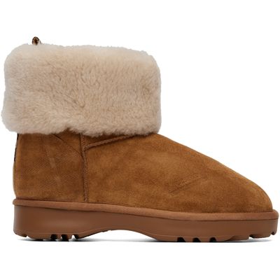 Burberry Burberry Tan Check Shearling Flint Ankle Boots
