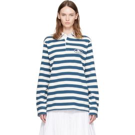 Burberry Burberry White & Blue Knight Stamp Cotton Rugby Polo
