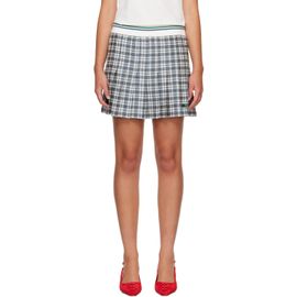Burberry Burberry White & Navy Pleated Check Tennis Miniskirt