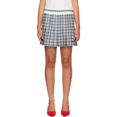Burberry Burberry White & Navy Pleated Check Tennis Miniskirt