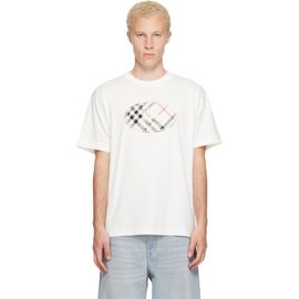 Burberry Burberry White Check Knight Stamp Cotton T-shirt