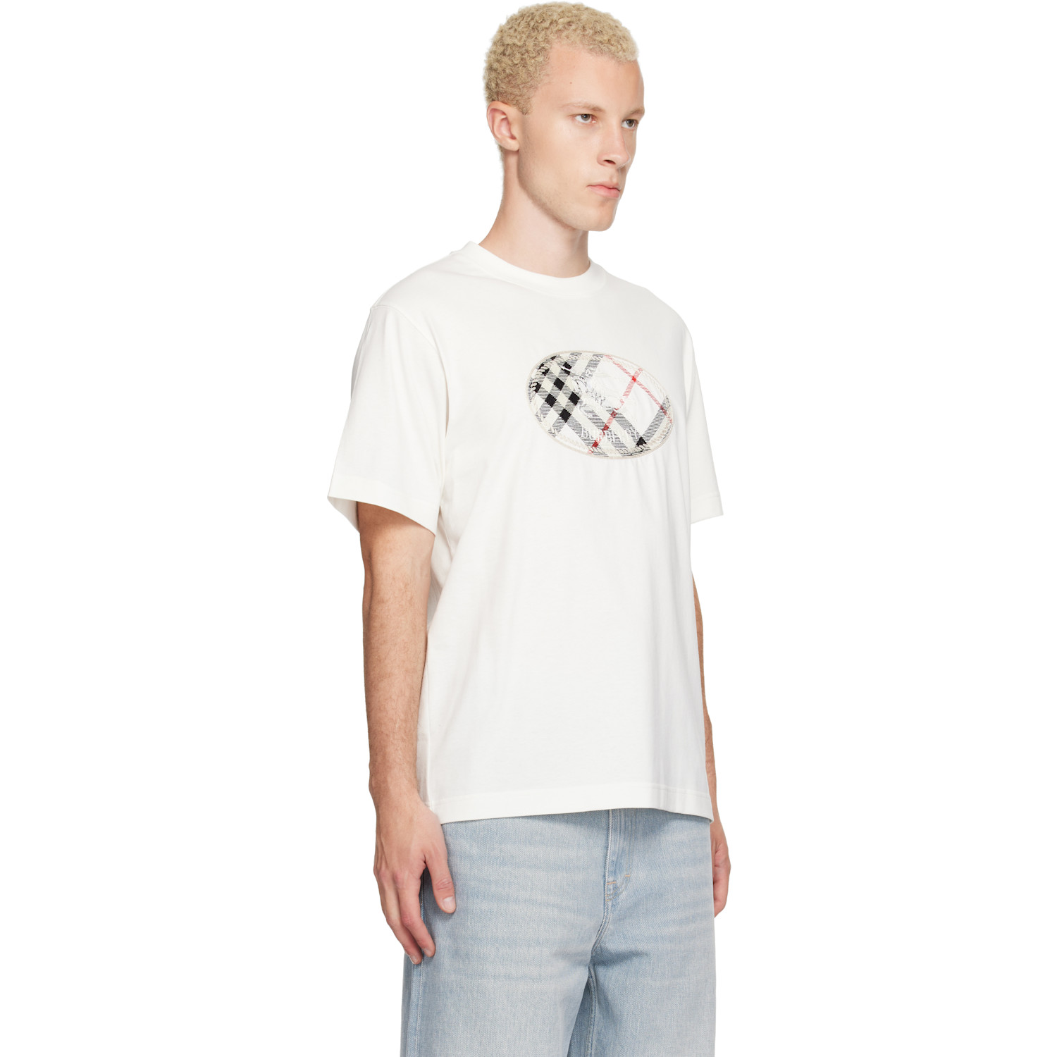 バーバリー ロゴプリント コットンTシャツ メンズ ホワイト BURBERRY 