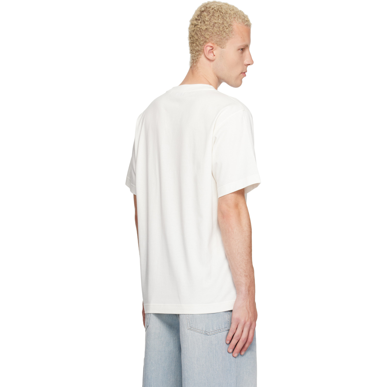 Burberry - White Check Knight Stamp Cotton T-shirt
