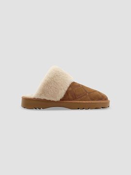 Burberry Burberry Women's Flint Check Shearling & Suede Mules