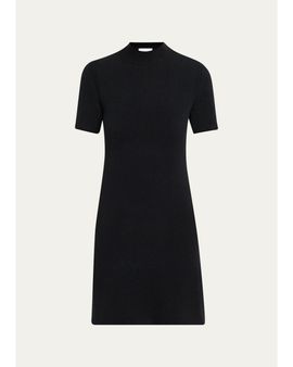 Burberry Cassidy Short-Sleeve Cashmere Button-Shoulder Mini Dress