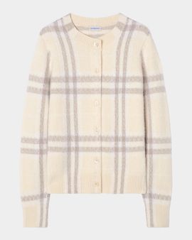 Burberry Checked Cashmere-Blend Cardigan