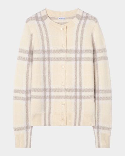 Burberry Checked Cashmere-Blend Cardigan