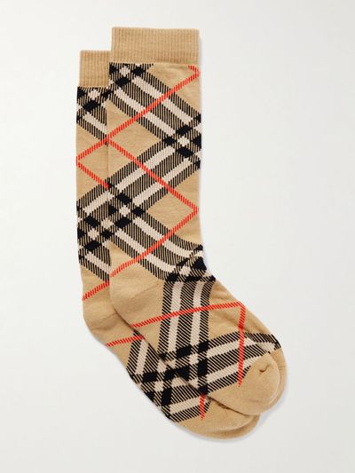 BURBERRY Checked cotton-blend socks