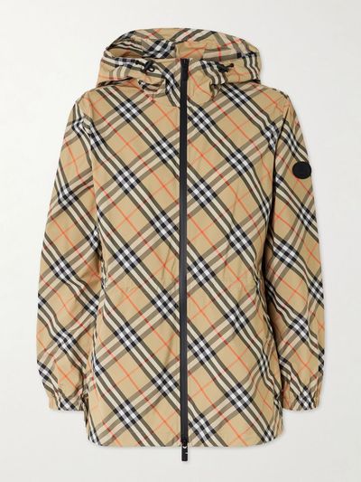 BURBERRY Checked hooded shell jacket