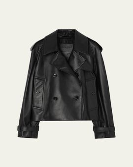 Burberry Cropped Leather Mayfair Trench Jacket