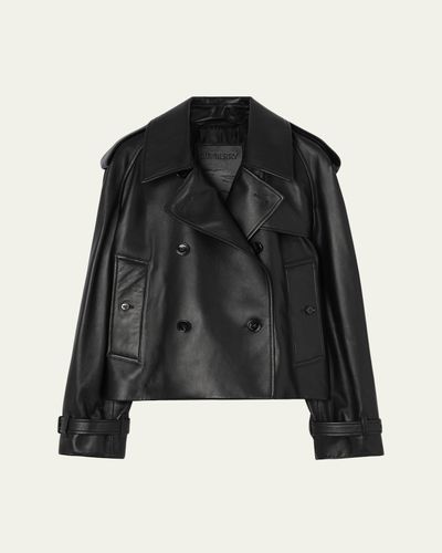 Burberry Cropped Leather Mayfair Trench Jacket