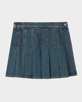 Burberry Dahlia Pleated Denim Mini Skirt