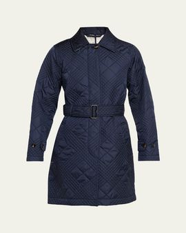 Burberry Darliston Check Quilted Coat With Belt