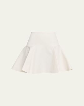 Burberry Ebony Cotton Twill Flare Mini Skirt