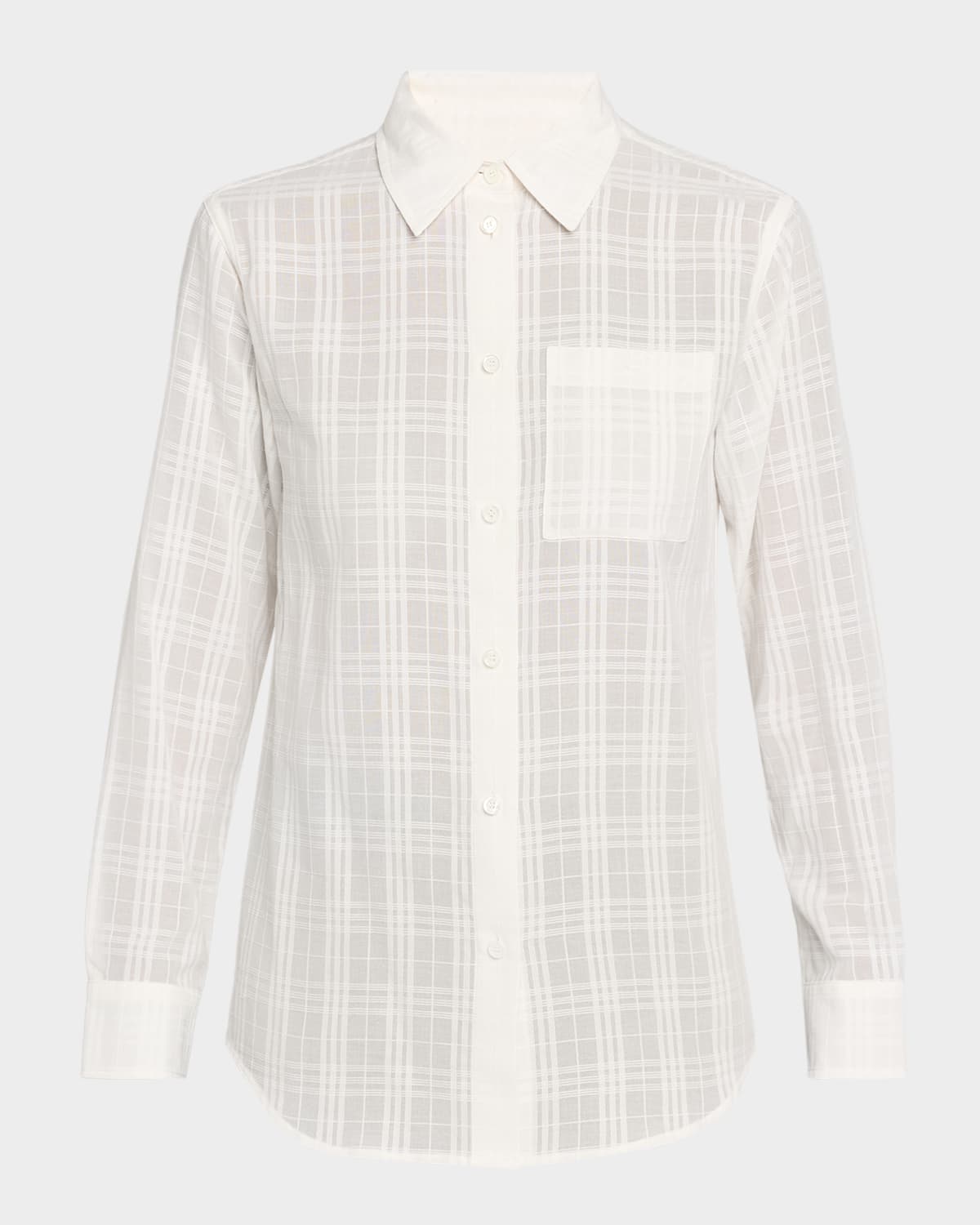 Burberry Emma Check Cotton Voile Button-Down Shirt