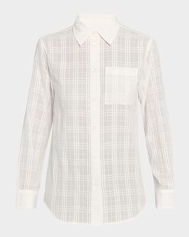 Burberry Emma Check Cotton Voile Button-Down Shirt
