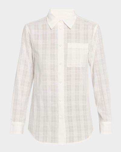 Burberry Emma Check Cotton Voile Button-Down Shirt