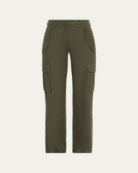Burberry Freja Buckle-Waist Straight-Leg Cargo Pants