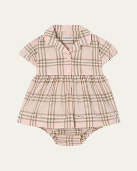 Burberry Girl's Bea Check Cotton Dress & Bloomers Set