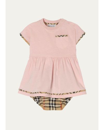 Burberry Girl's Leah Check-Trim Dress & Bloomers Set