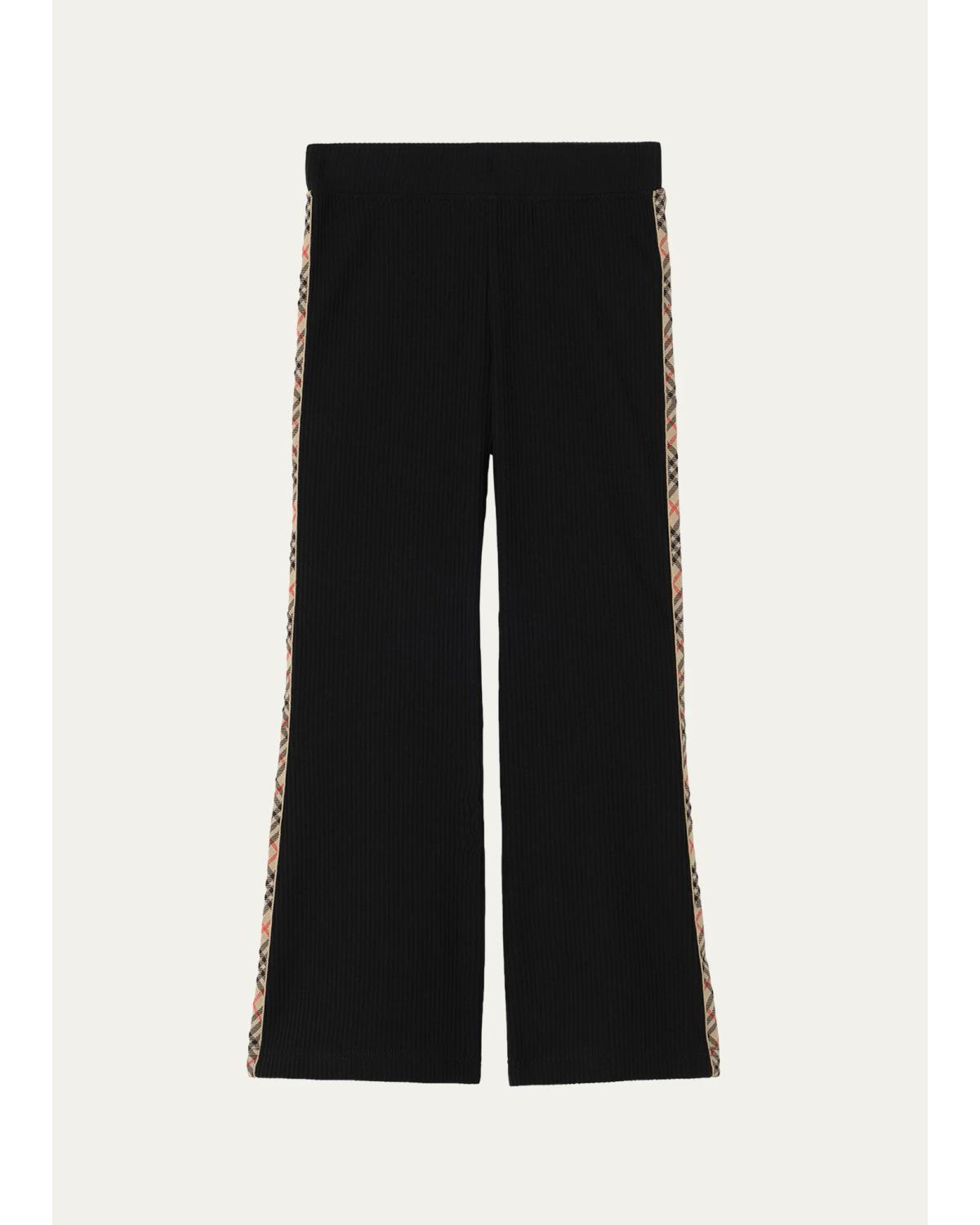 Burberry Girl's Mina Check Tape Flared Pants