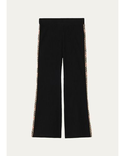 Burberry Girl's Mina Check Tape Flared Pants