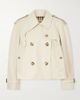 BURBERRY Haltye double-breasted belted cotton-gabardine cropped trench jacket - 1