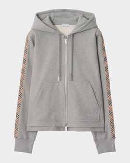 Burberry Harper Check-Trim Zip Hoodie