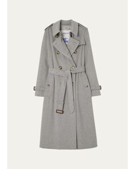 Burberry Kensington Cashmere Double-Breasted Belted Trench Coat