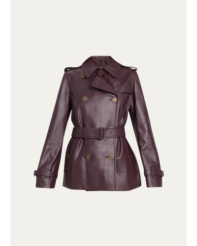 Burberry Kensington Leather Belted Short Trench Jacket