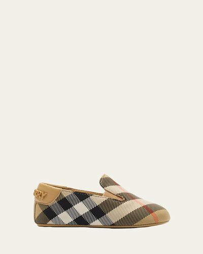 Burberry Kid's Check Nylon-Blend Booties, Kids